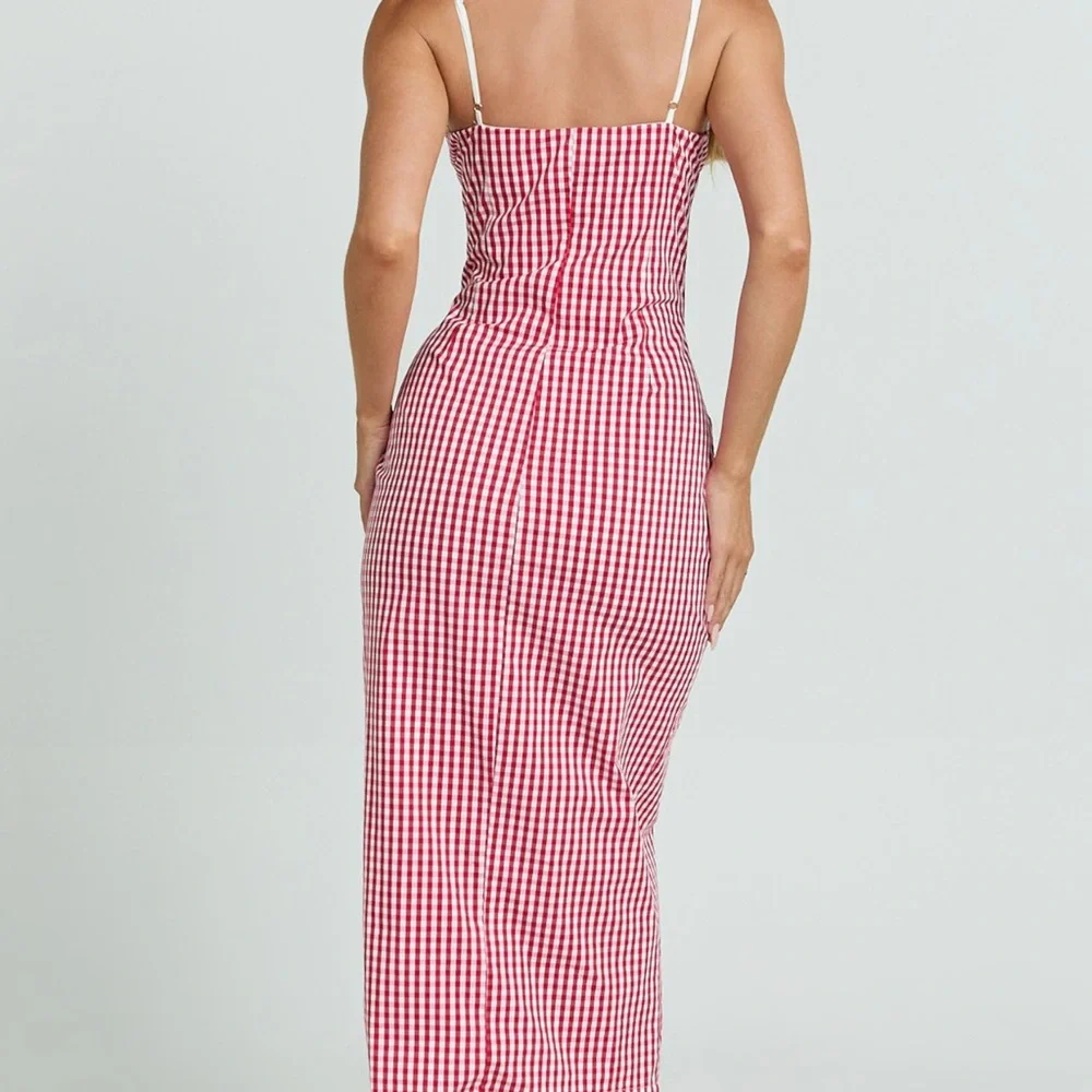 Showpo Red and White Gingham Midi Dress - Picture 3 of 4